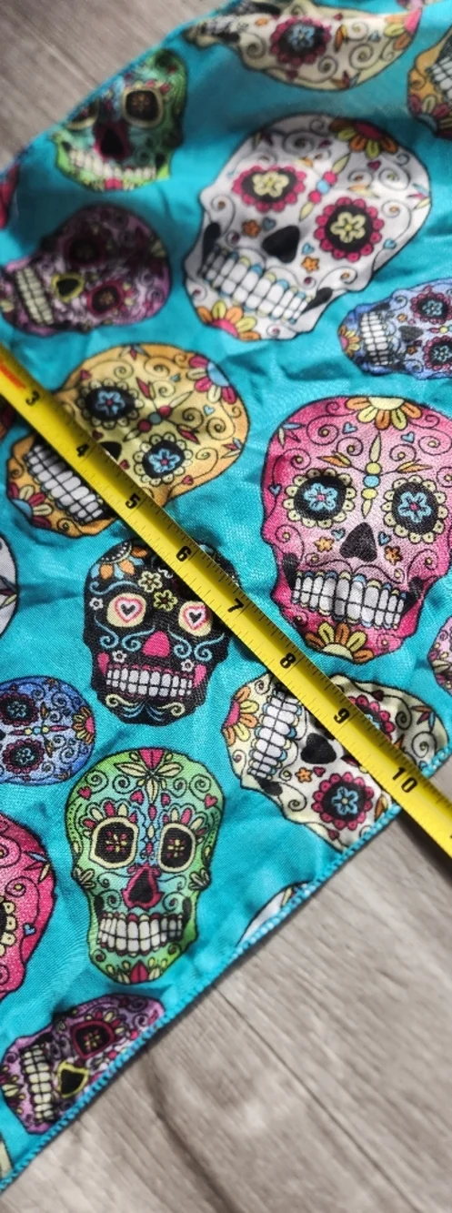 Chic Y2K Skull Print Gauze Scarf Teal & Black